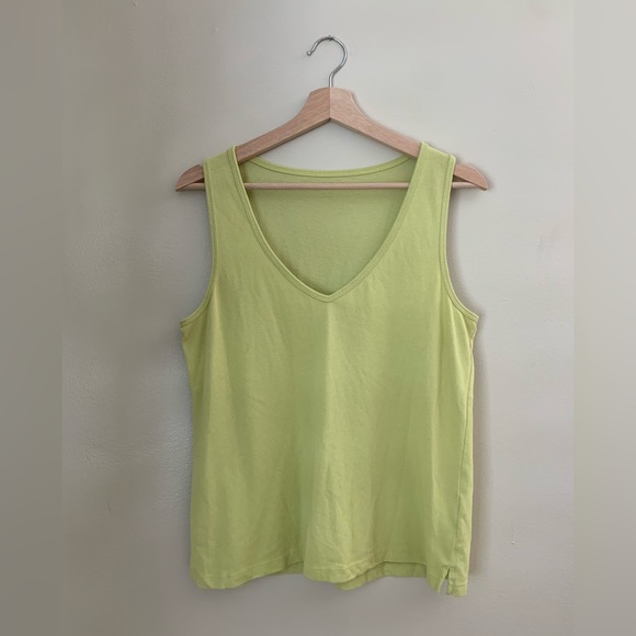 Madewell Lime Green V-Neck Tank Top Medium - Picture 3 of 6